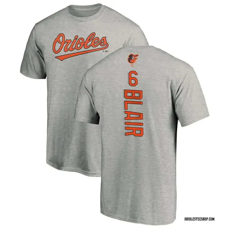 Men's Baltimore Orioles ＃6 Paul Blair Ash Backer T-Shirt
