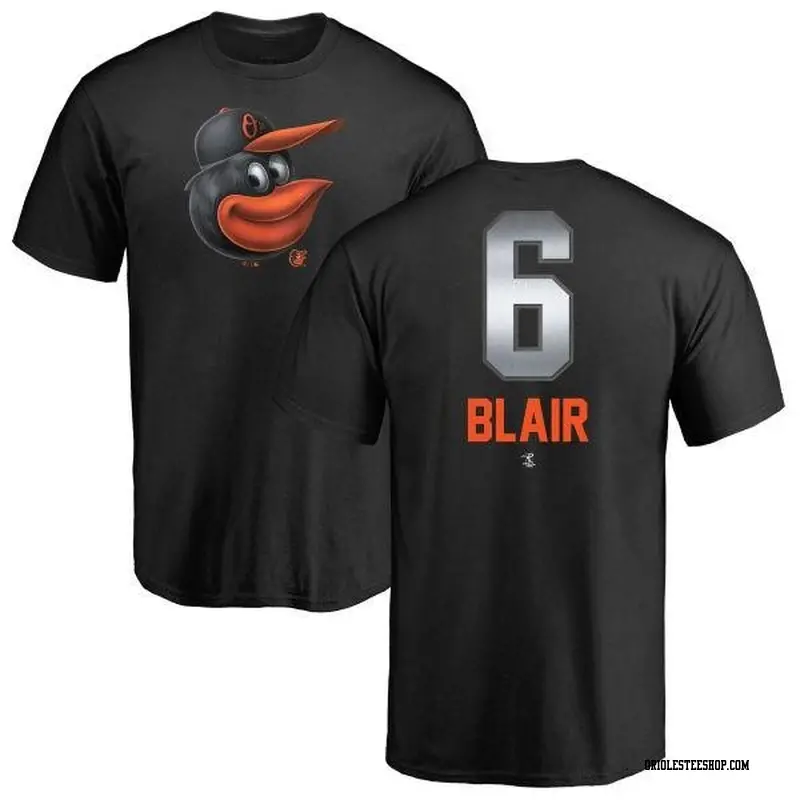 Men's Baltimore Orioles ＃6 Paul Blair Black Branded Midnight Mascot T-Shirt