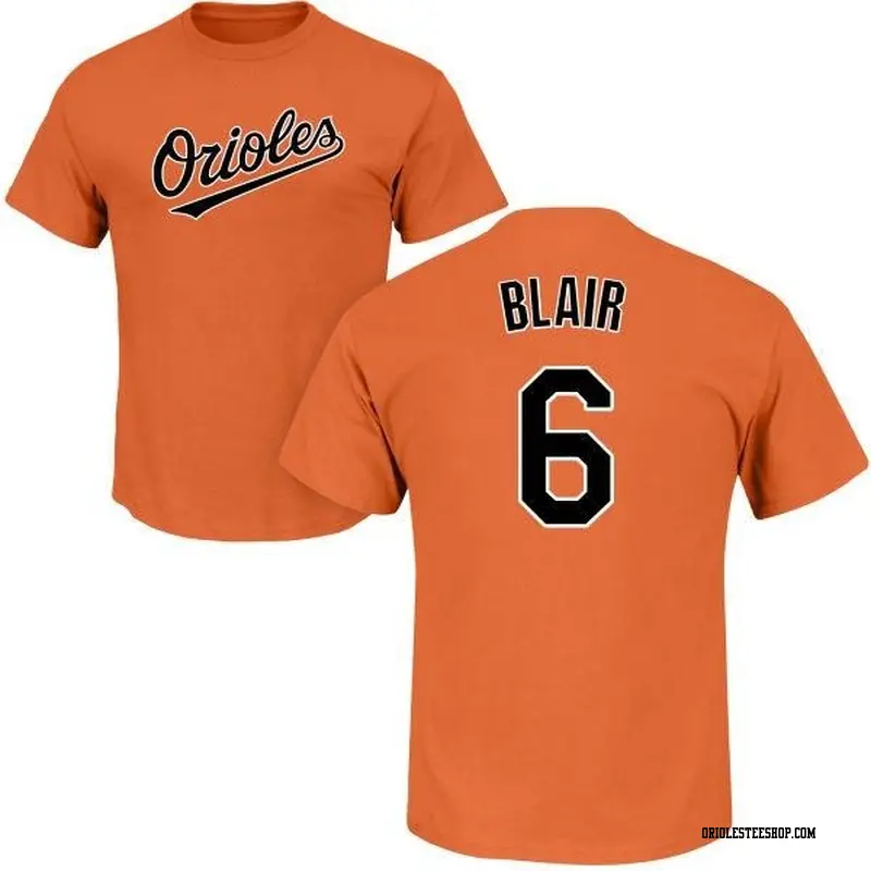 Men's Baltimore Orioles ＃6 Paul Blair Orange Roster Name & Number T-Shirt