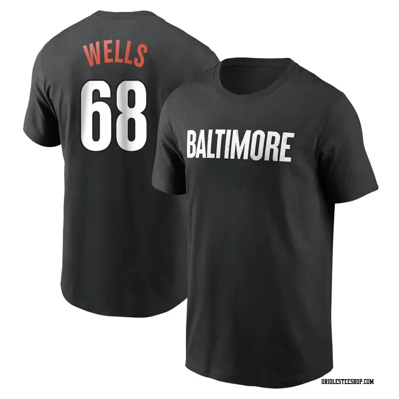 Men's Baltimore Orioles ＃68 Tyler Wells Black 2023 City Connect Name & Number T-Shirt