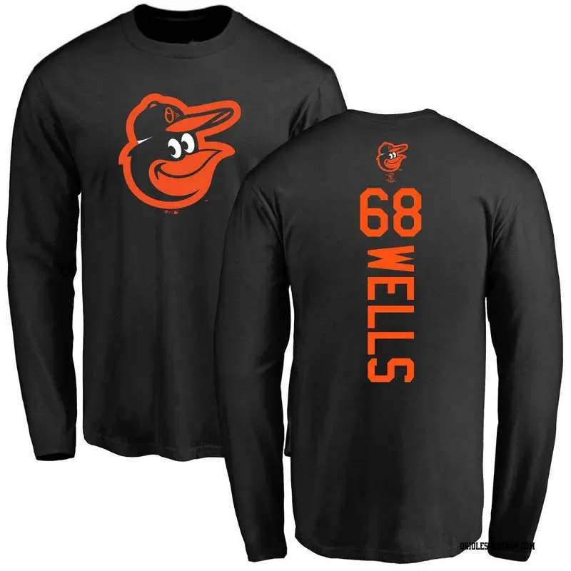 Men's Baltimore Orioles ＃68 Tyler Wells Black Backer Long Sleeve T-Shirt