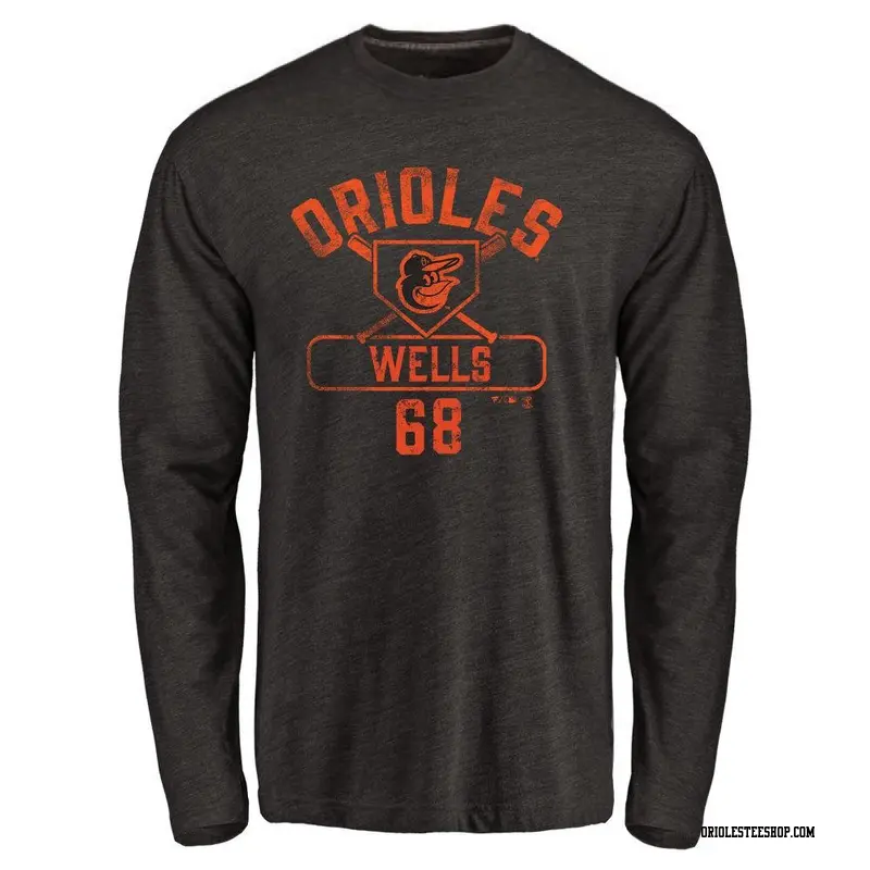 Men's Baltimore Orioles ＃68 Tyler Wells Black Branded Base Runner Long Sleeve T-Shirt