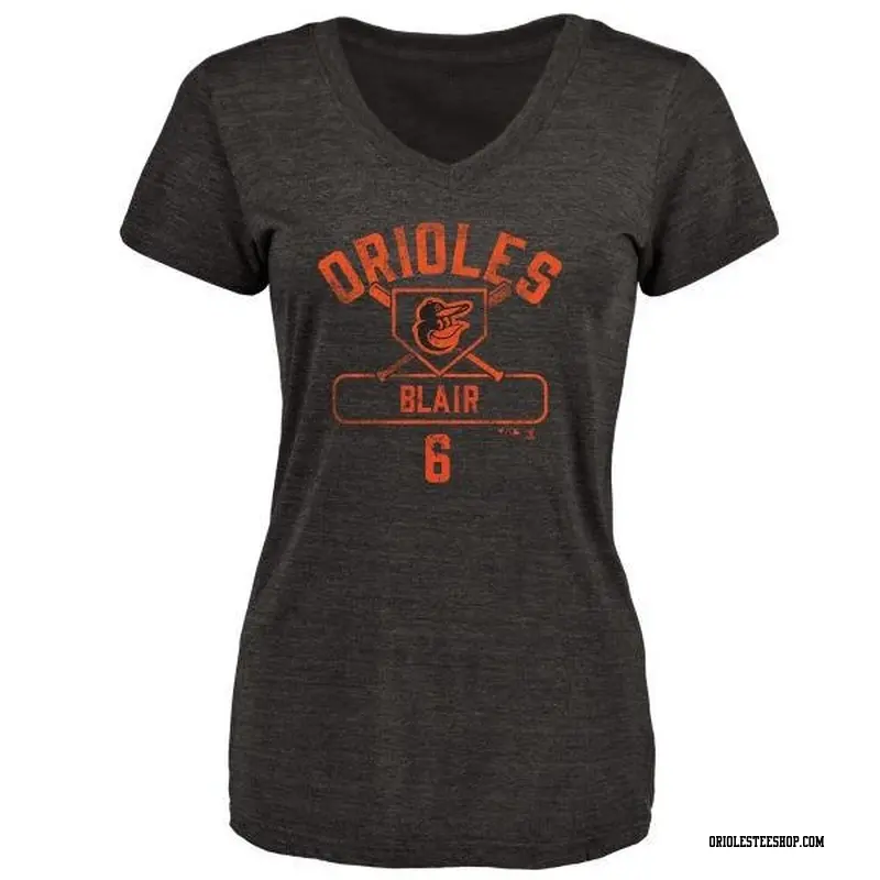 Women's Baltimore Orioles ＃6 Paul Blair Black Branded Base Runner T-Shirt