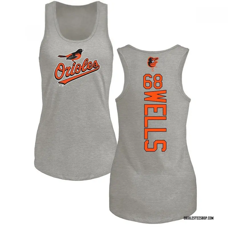 Women's Baltimore Orioles ＃68 Tyler Wells Ash Branded Backer Tank Top